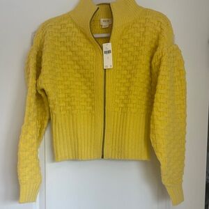 Maeve Anthropologie Yellow Alpaca Blend Zip Sweater – Small – NWT